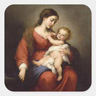 Maagd en kind vierkante sticker