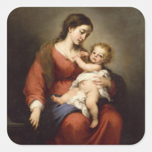 Maagd en kind vierkante sticker (Voorkant)