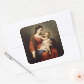Maagd en kind vierkante sticker (Envelop)