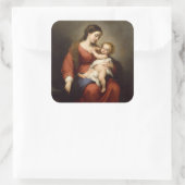 Maagd en kind vierkante sticker (Tas)