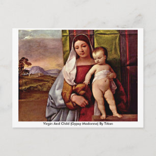Maagd en kind (zigeunerMadonna) van Titiaan Briefkaart