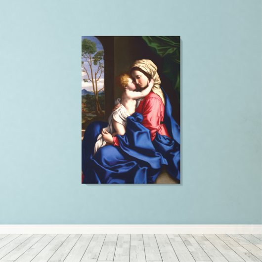 Maagd en kindarm door Sassoferrato Canvas Afdruk (Insitu (Houten vloer))