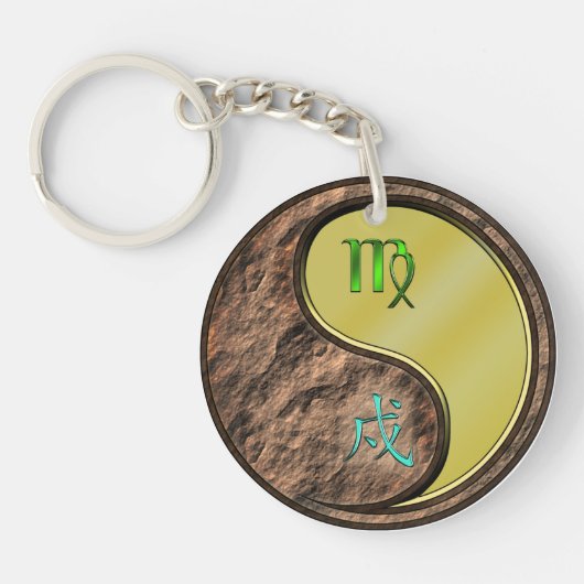 Maagd en metalen hond sleutelhanger (Voorkant)