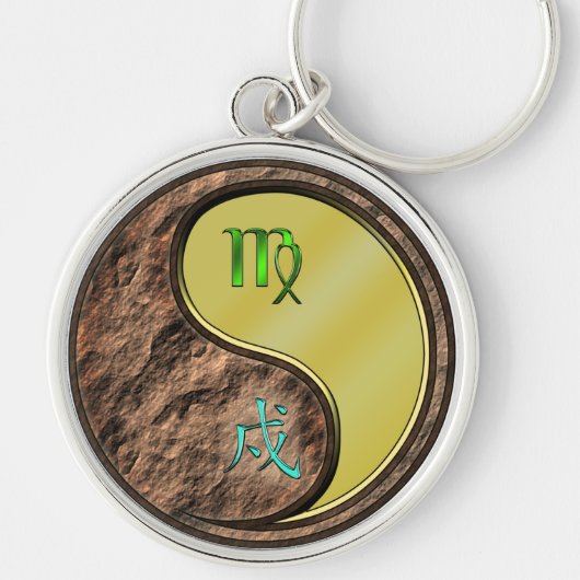 Maagd en metalen hond sleutelhanger (Voorkant)