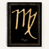 Maagd gestileerde gouden astrologiesymbool van het notitieboek (Voorkant)