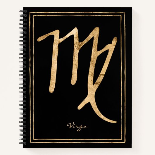 Maagd gestileerde gouden astrologiesymbool van het notitieboek (Voorkant)