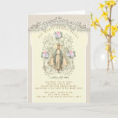 Maagd hagelbui Maria Katholieke Vintage Floral   Kaart (Gele Bloem)