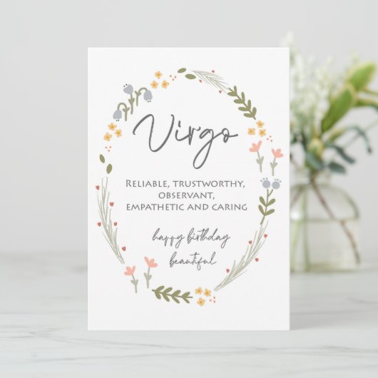 Maagd Happy Birthday Kaart Hartverwarmend Maagd Gi (Staand voorkant)