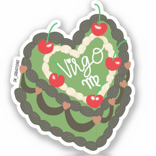 Maagd hart taart sticker (Voorkant)