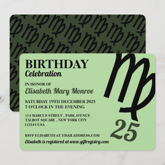 Maagd, het meisje, sterrenbeeld dierenriem, verjaa kaart (Voorkant / Achterkant)