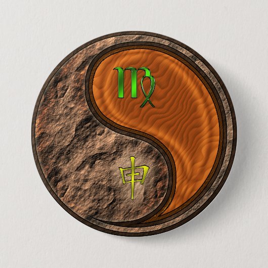 Maagd & Houten Aap Ronde Button 7,6 Cm (Voorkant)