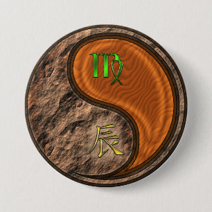 Maagd & Houten Draak Ronde Button 7,6 Cm