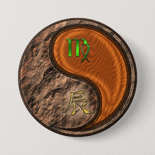 Maagd & Houten Draak Ronde Button 7,6 Cm (Voorkant)