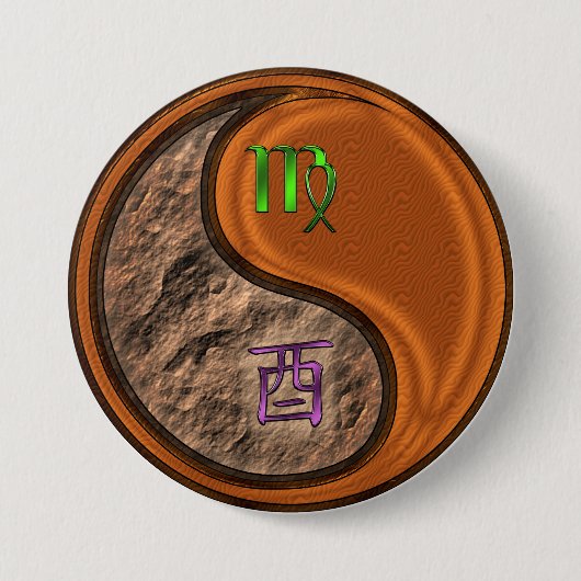 Maagd & Houten Haan Ronde Button 7,6 Cm (Voorkant)