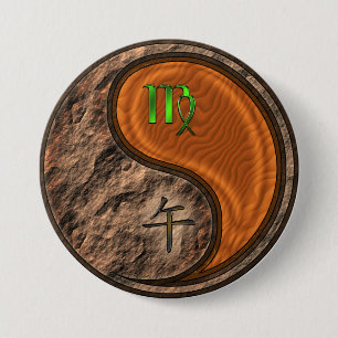 Maagd & Houten Paard Ronde Button 7,6 Cm