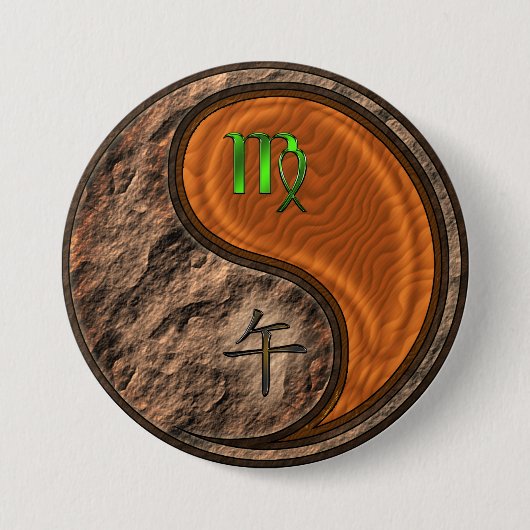Maagd & Houten Paard Ronde Button 7,6 Cm (Voorkant)