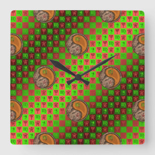 Maagd & Houten Tijger Wandklok