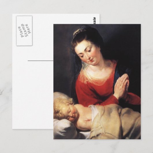 Maagd in Adoration voor het Christus Kind Briefkaart (Voorkant / Achterkant)