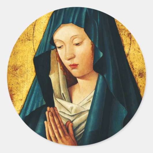 Maagd in gebed van Riga Ronde Sticker (Voorkant)