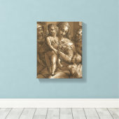 "Maagd, Kind en Heiligen" gewikkeld canvas print (Insitu (Houten vloer))