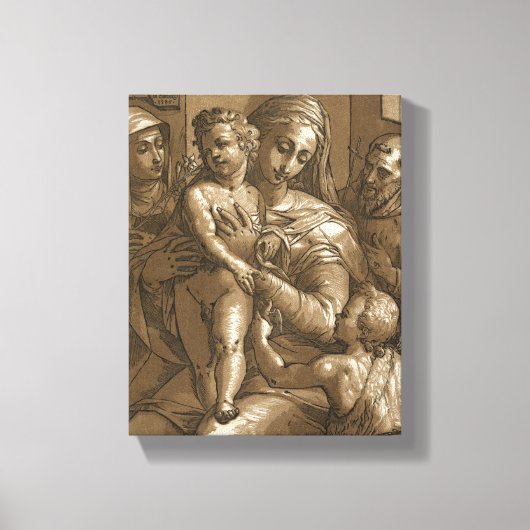 "Maagd, Kind en Heiligen" gewikkeld canvas print (Voorkant)
