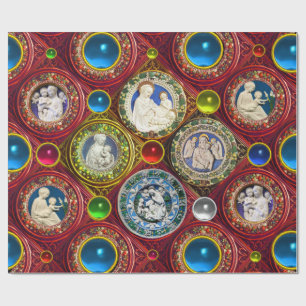 MAAGD, KIND, ENGELEN, BLOEMENKERSTKRONEN, PARELTJE CADEAUPAPIER