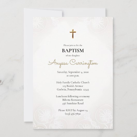 Maagd & Kind  Goud Lijst Katholieke Doop Kaart (Achterkant)