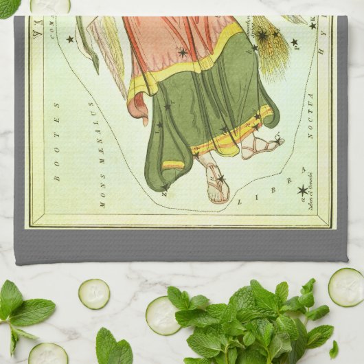 Maagd Maagd  Constellatie Urania's Mirror Theedoek (Gevouwen)