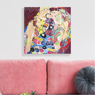 Maagd (Maagd), Gustav Klimt, Vintage Art Nouveau Canvas Afdruk