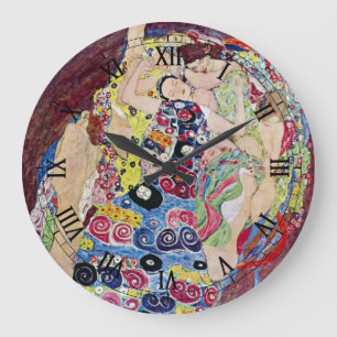 Maagd (Maagd), Gustav Klimt, Vintage Art Nouveau Grote Klok