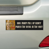 Maagd Maagd Maria die de duivel in het gezicht sla Bumpersticker (Op auto)