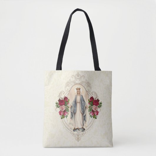 Maagd Maagd Maria zonder zegen Rozen Religieus kat Tote Bag (Voorkant)