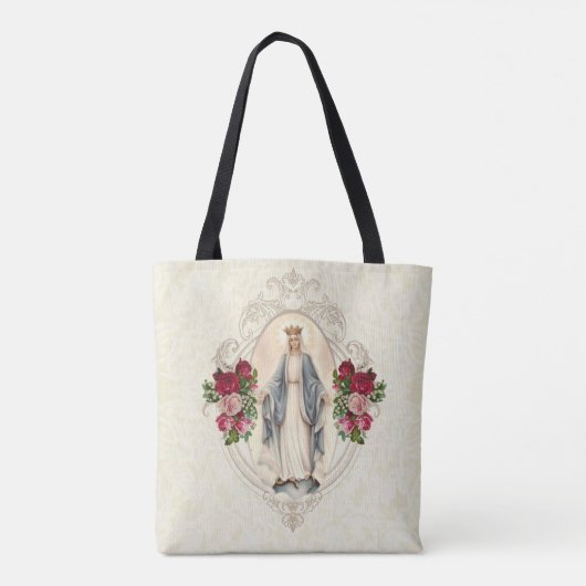 Maagd Maagd Maria zonder zegen Rozen Religieus kat Tote Bag (Achterkant)