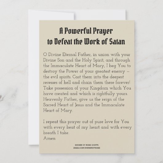 Maagd Maagd Mary, zonder geld, slaat de duivel in  Bedankkaart (Achterkant)