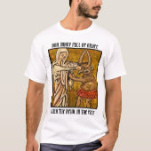 Maagd Maagd Mary, zonder geld, slaat de duivel in T-shirt (Voorkant)