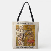 Maagd Maagd Mary, zonder geld, slaat de duivel in Tote Bag (Voorkant)