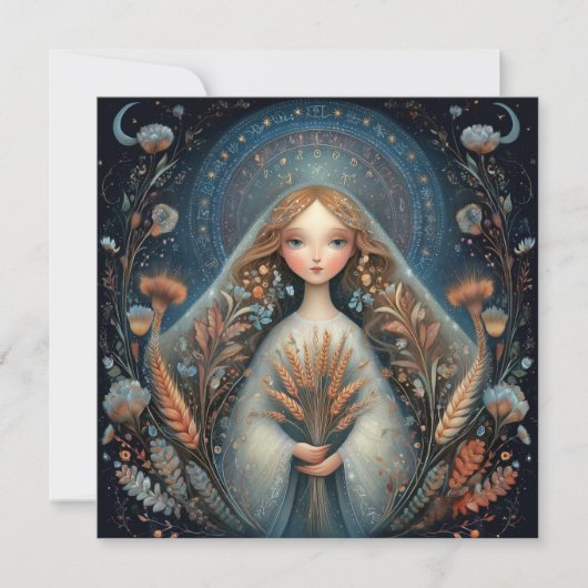 Maagd Maagd Zodiac Astrologie Hemelverjaardag Kaart (Voorkant)