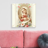 Maagd Madonna Maria met Christus Kind Jezus Rozen Canvas Afdruk (Insitu (Woonkamer))