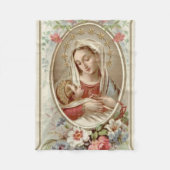 Maagd Madonna Mary met Jezus Rozen Fleece Deken (Voorkant)