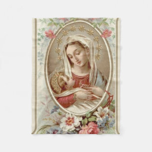 Maagd Madonna Mary met Jezus Rozen Fleece Deken