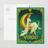 Maagd Maiden Zittend op Halve Maan Briefkaart (Voorkant / Achterkant)