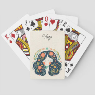 Maagd Maiden Zodiac Floral Pokerkaarten