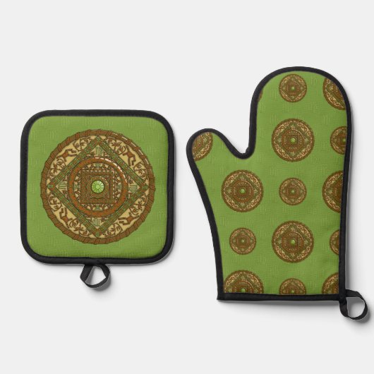 Maagd Mandala Ovenwant & Pannenlap Set (Voorkant)
