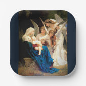 Maagd Maria, Baby Christus Jezus, met Engelenpapie Papieren Bordje (Voorkant)