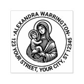 Maagd Maria Baby Jezus #2 Naam Retouradres Zelfinktende Stempel (Design)