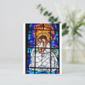 Maagd Maria baby Jezus Christus gekleurd glas Briefkaart (Staand voorkant)