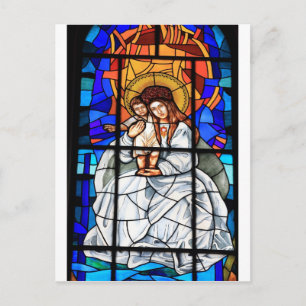 Maagd Maria baby Jezus Christus gekleurd glas Briefkaart