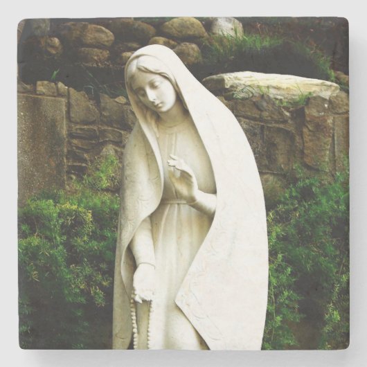Maagd Maria Beeld Stenen Onderzetter (Voorkant)