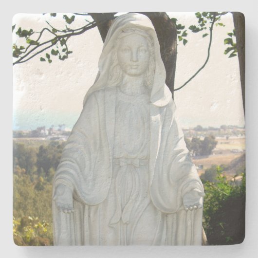 Maagd Maria Beeld Stenen Onderzetter (Voorkant)