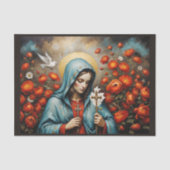 Maagd Maria bidt het kruis in bloemen, Heilige Dui Tissuepapier (Voorkant)